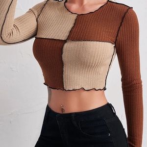 New Two tone seam crop top